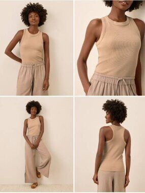 Pact Women's Sandshell Perfect Rib Racerback Tank Size L NWT